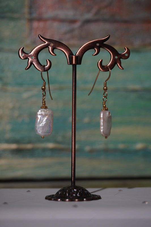 Kolczyki perła, srebro pozłacane 925