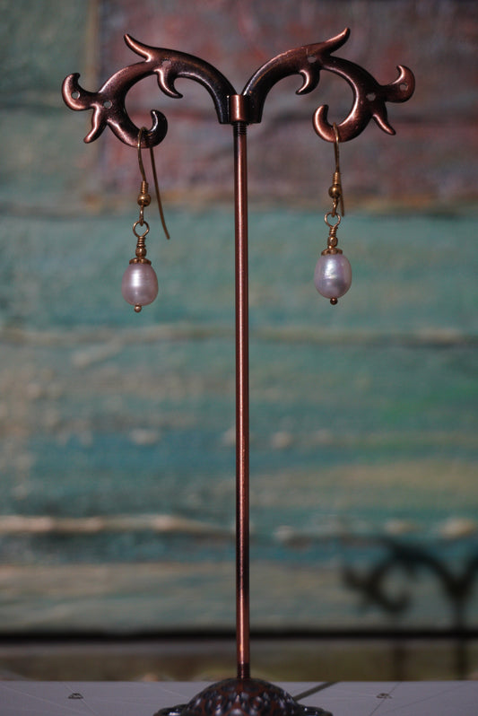 Kolczyki perła, srebro pozłacane 925