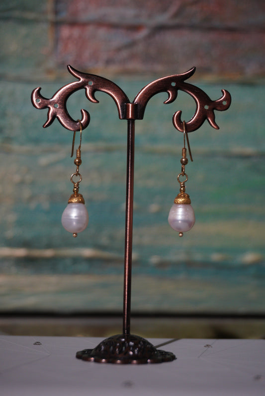 Kolczyki perła, srebro pozłacane 925