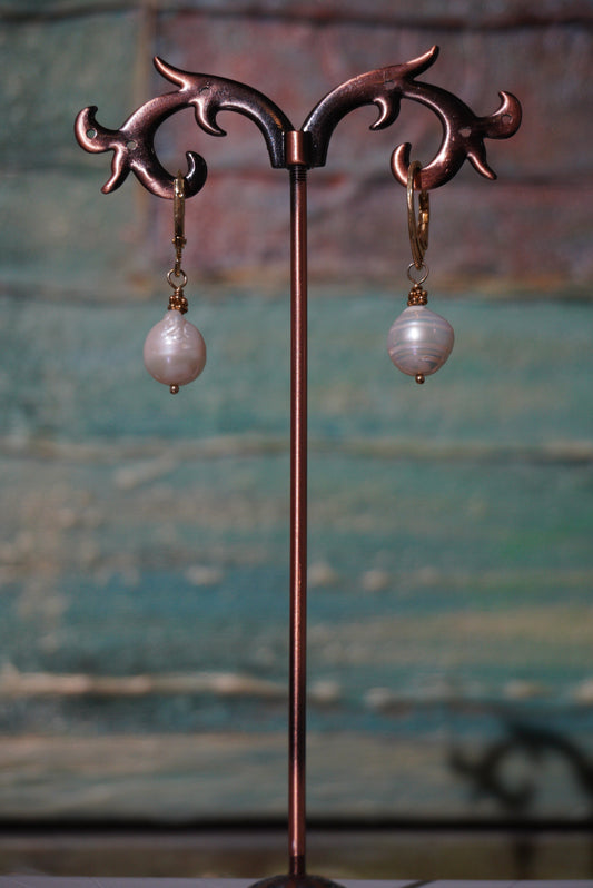 Kolczyki perła, srebro pozłacane 925