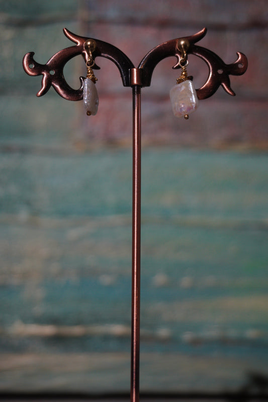 Kolczyki perła, srebro pozłacane 925