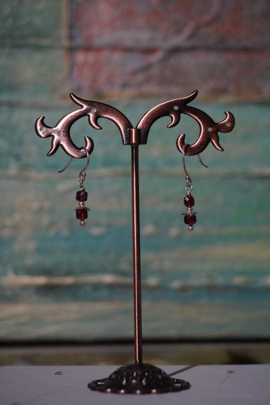 Kolczyki granat, srebro 925