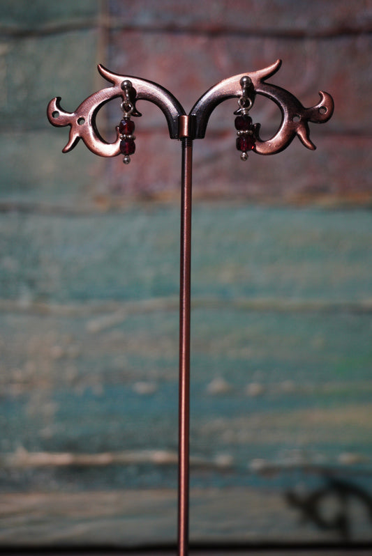 Kolczyki granat, srebro 925