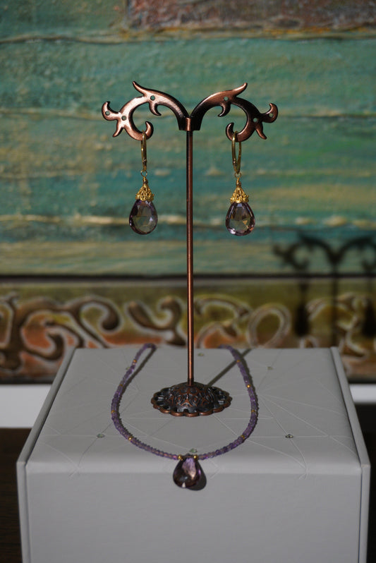 Kolczyki ametrin, srebro pozłacane 925