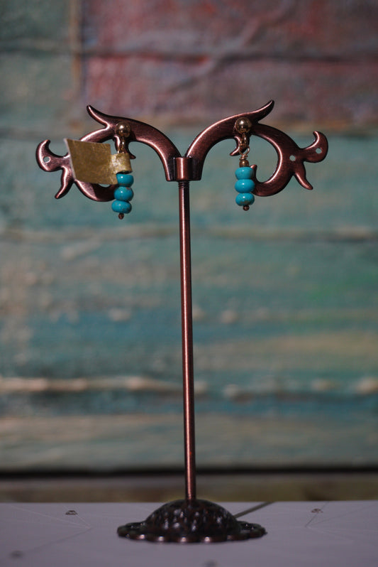 Kolczyki turkus, srebro pozłacane 925