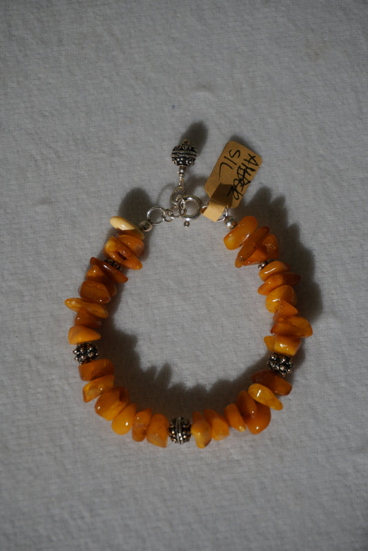 Bransoletka bursztyn, srebro 925