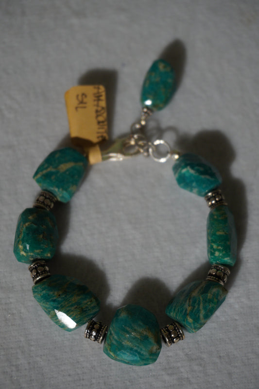 Bransoletka amazonit, srebro 925