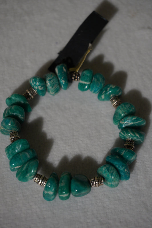 Bransoletka amazonit, srebro 925