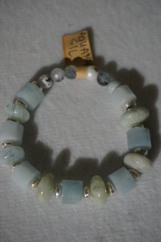 Bransoletka akwamaryn, srebro 925