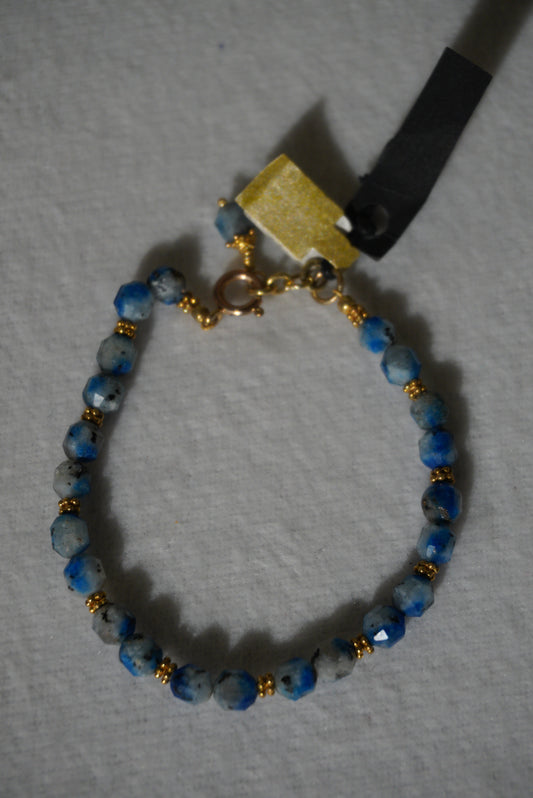 Bransoletka azuryt, srebro pozłacane 925