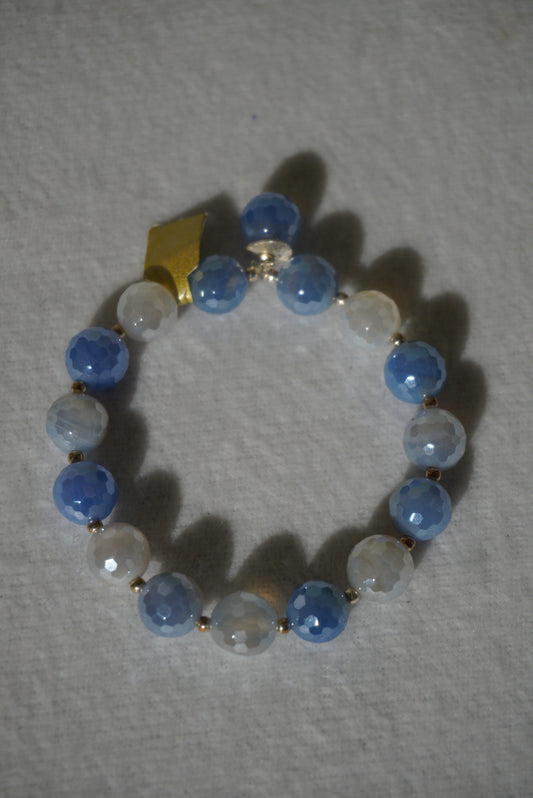 Bransoletka agat, srebro 925