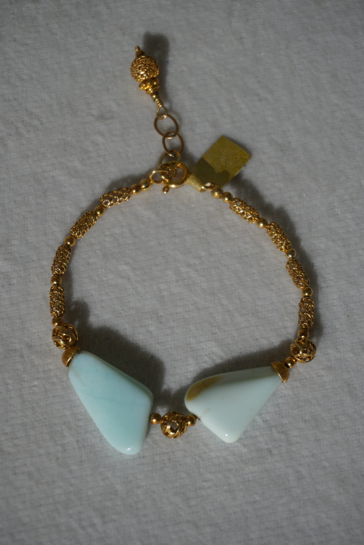 Bransoletka opal peruwiański, srebro pozłacane 925