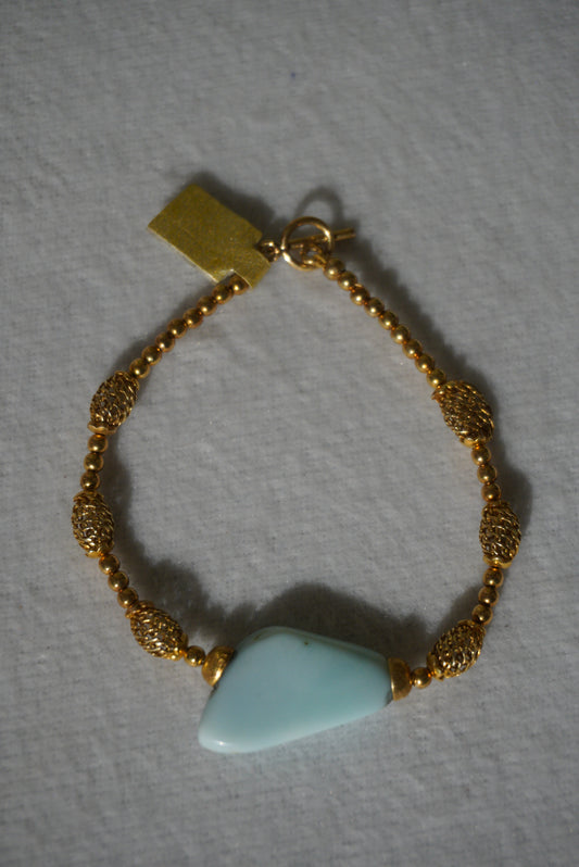 Bransoletka opal peruwiański, srebro pozłacane 925