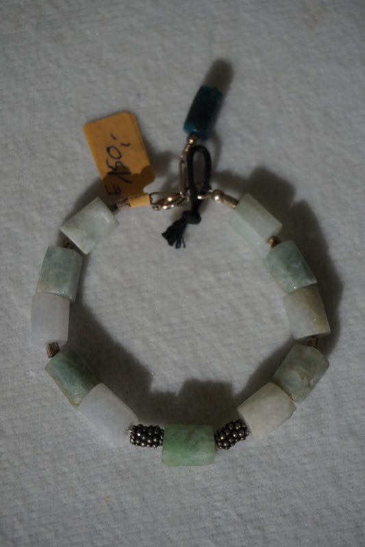 Bransoletka amazonit, apatyt, srebro 925
