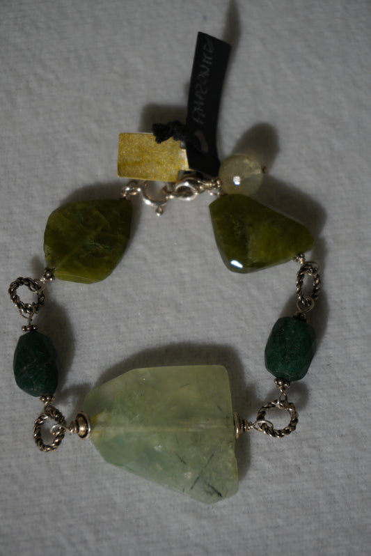 Bransoletka prehnite, srebro 925