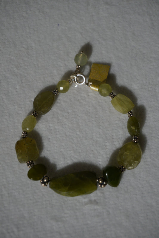 Bransoletka prehnite, srebro 925