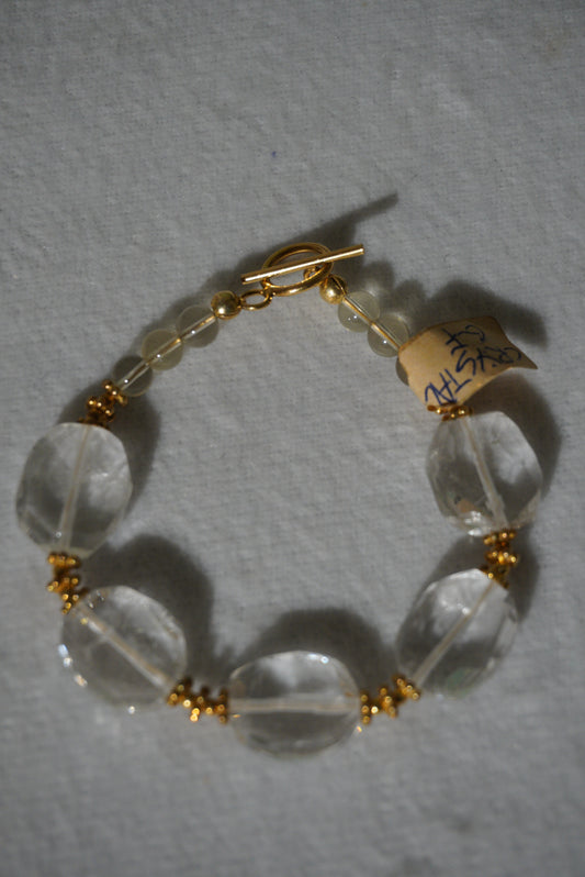 Bransoletka kryształ, srebro pozłacane 925