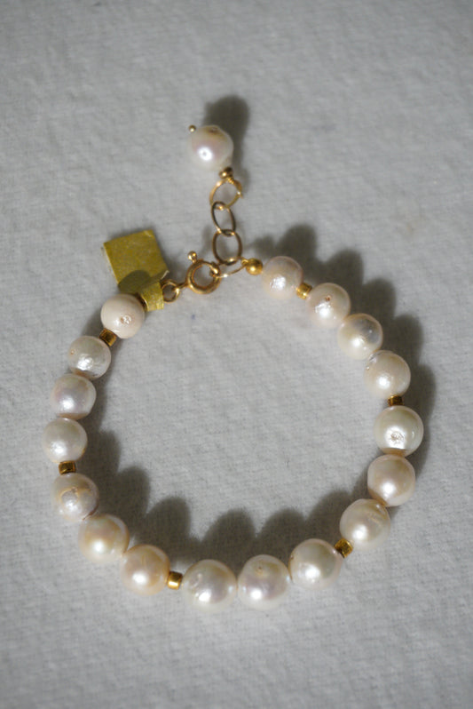 Bransoletka perła, srebro pozłacane 925