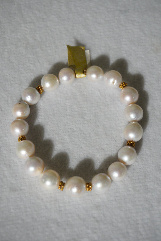 Bransoletka perła, srebro pozłacane 925