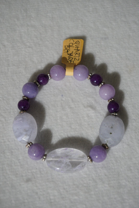 Bransoletka kwarc, jadeit, srebro 925