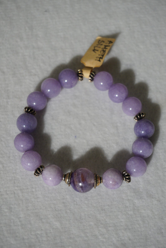 Bransoletka ametyst, srebro 925