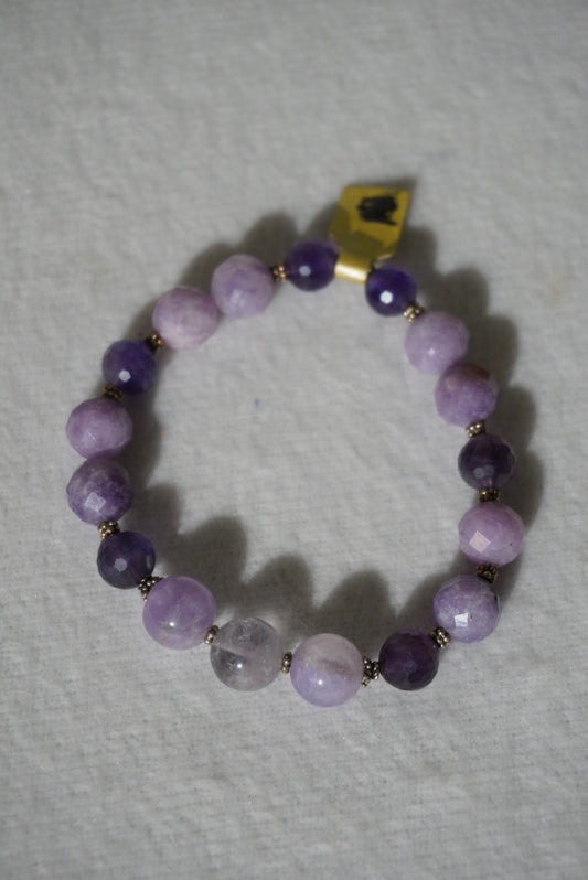 Bransoletka ametyst, srebro 925