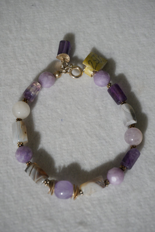 Bransoletka ametyst, srebro 925