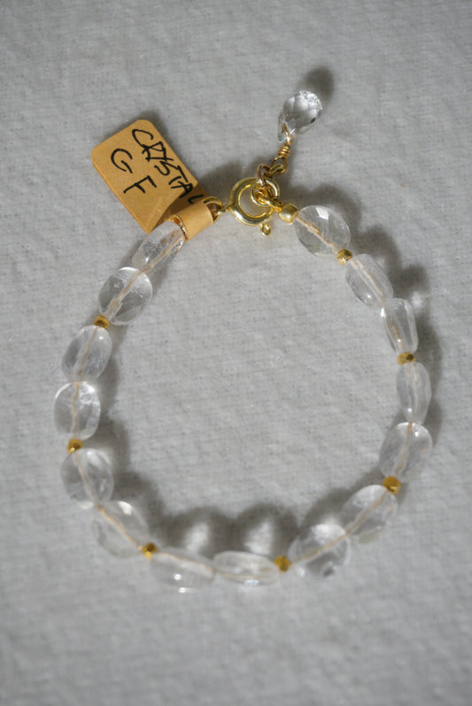 Bransoletka kryształ, srebro pozłacane 925