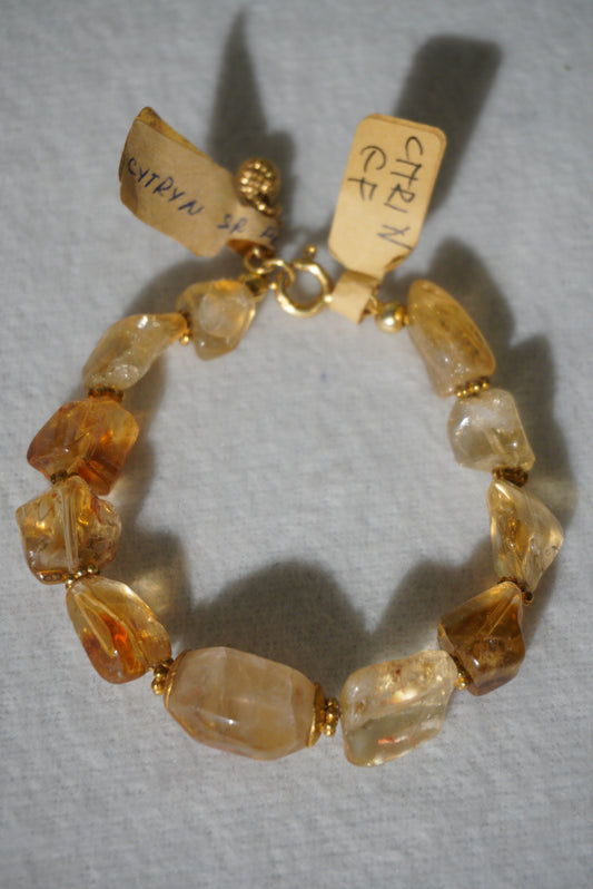 Bransoletka cytryn, srebro pozłacane 925