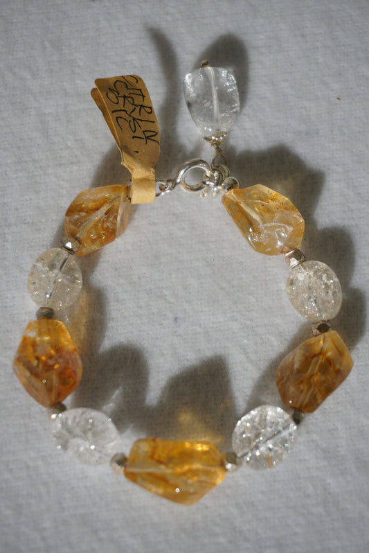 Bransoletka cytryn, kryształ, srebro 925