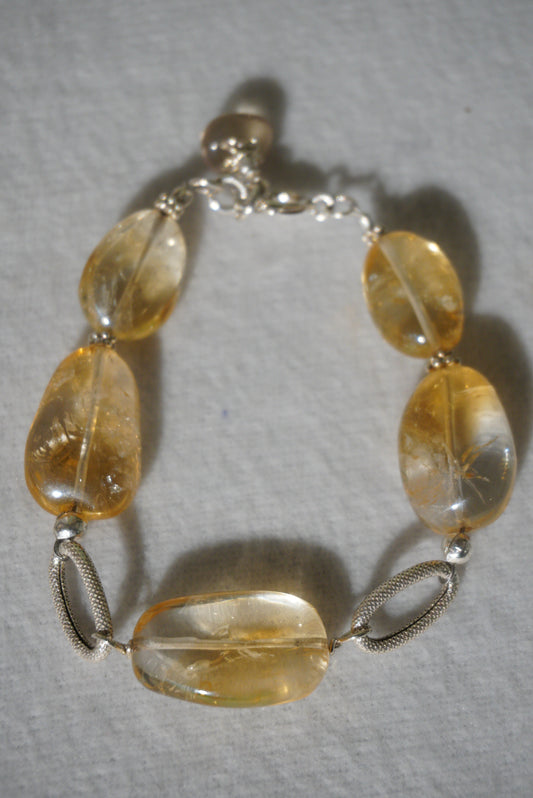 Bransoletka cytryn, srebro 925