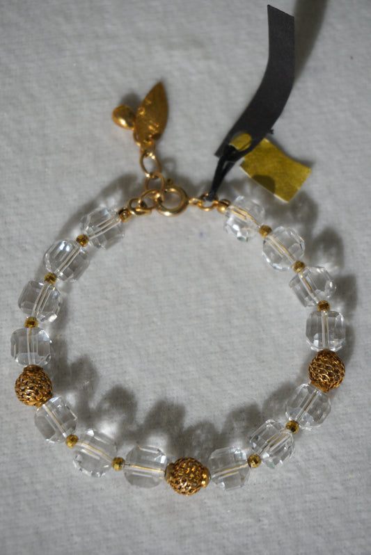 Bransoletka kryształ, srebro pozłacane 925