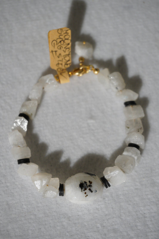 Bransoletka kamień księżycowy, srebro pozłacane 925