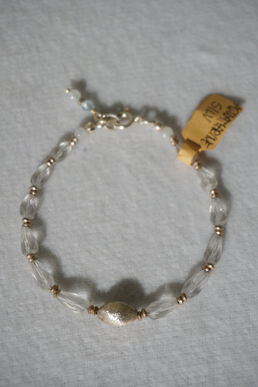 Bransoletka akwamaryn, srebro 925