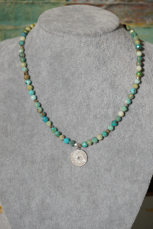 Naszyjnik turkus, srebro 925