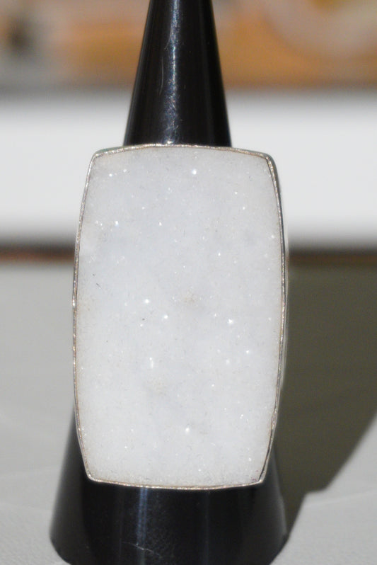 Pierścionek agat druzy, srebro pr. 925