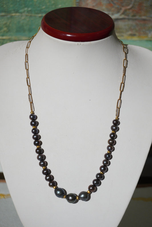 Naszyjnik perła, srebro pozłacane pr. 925