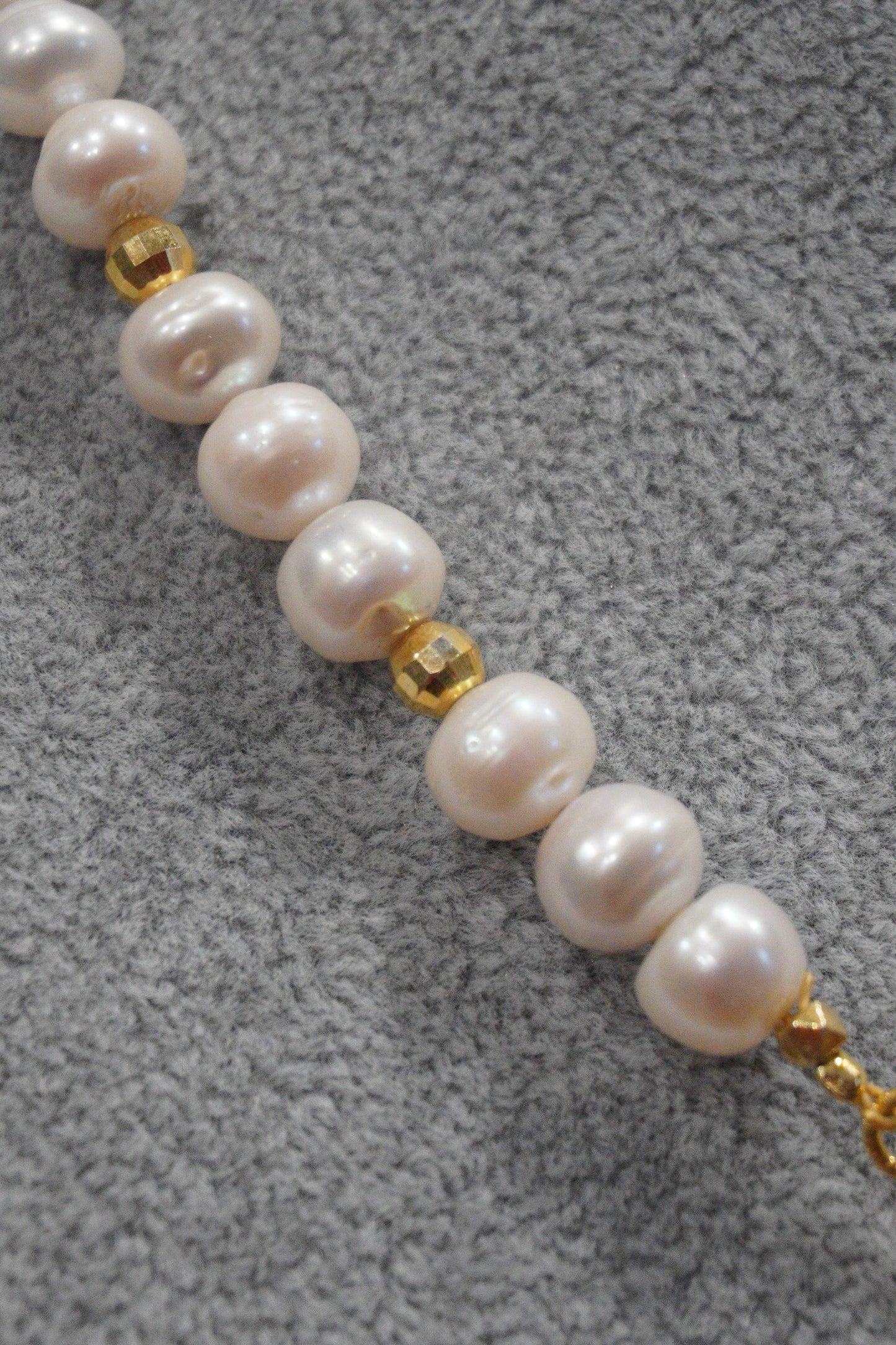 Naszyjnik, perła hodowlana, srebro pozłacane