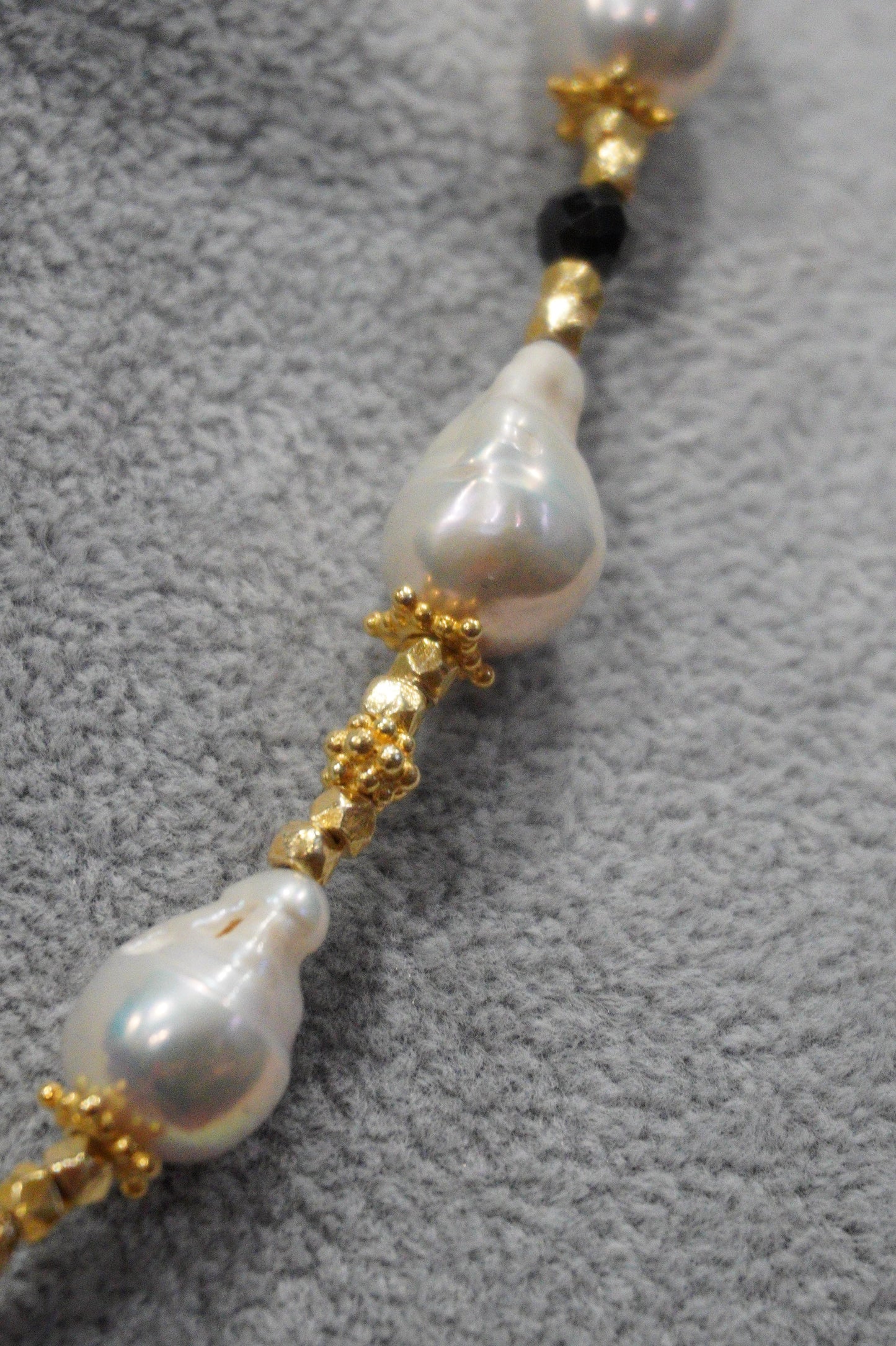 Naszyjnik, perła hodowlana, turmalin, srebro pozłacane