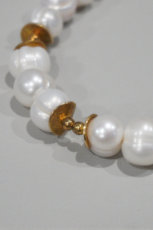 Bransoletka, perła hodowlana, srebro pozłacane