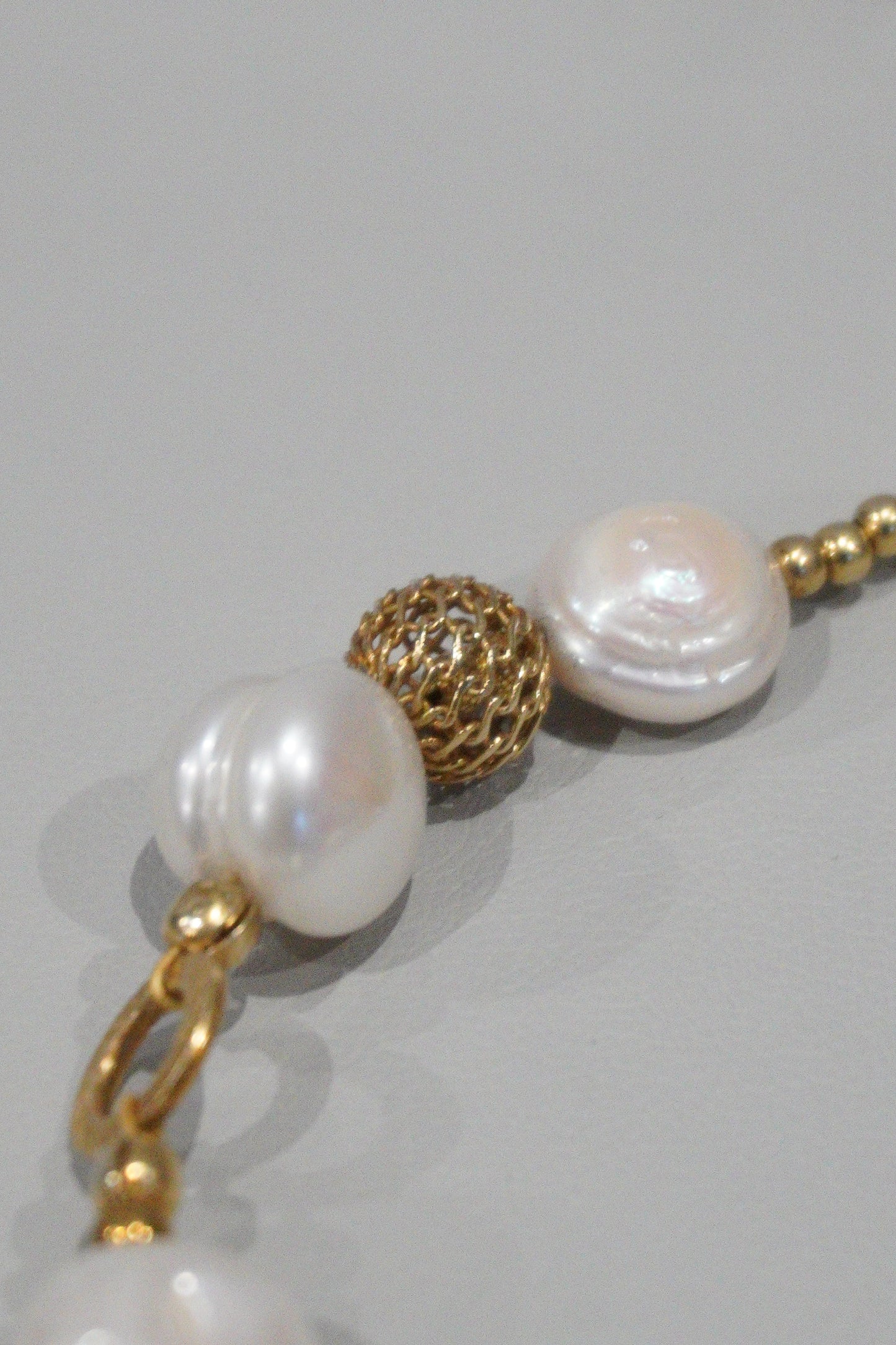 Bransoletka, perła hodowlana, srebro pozłacane