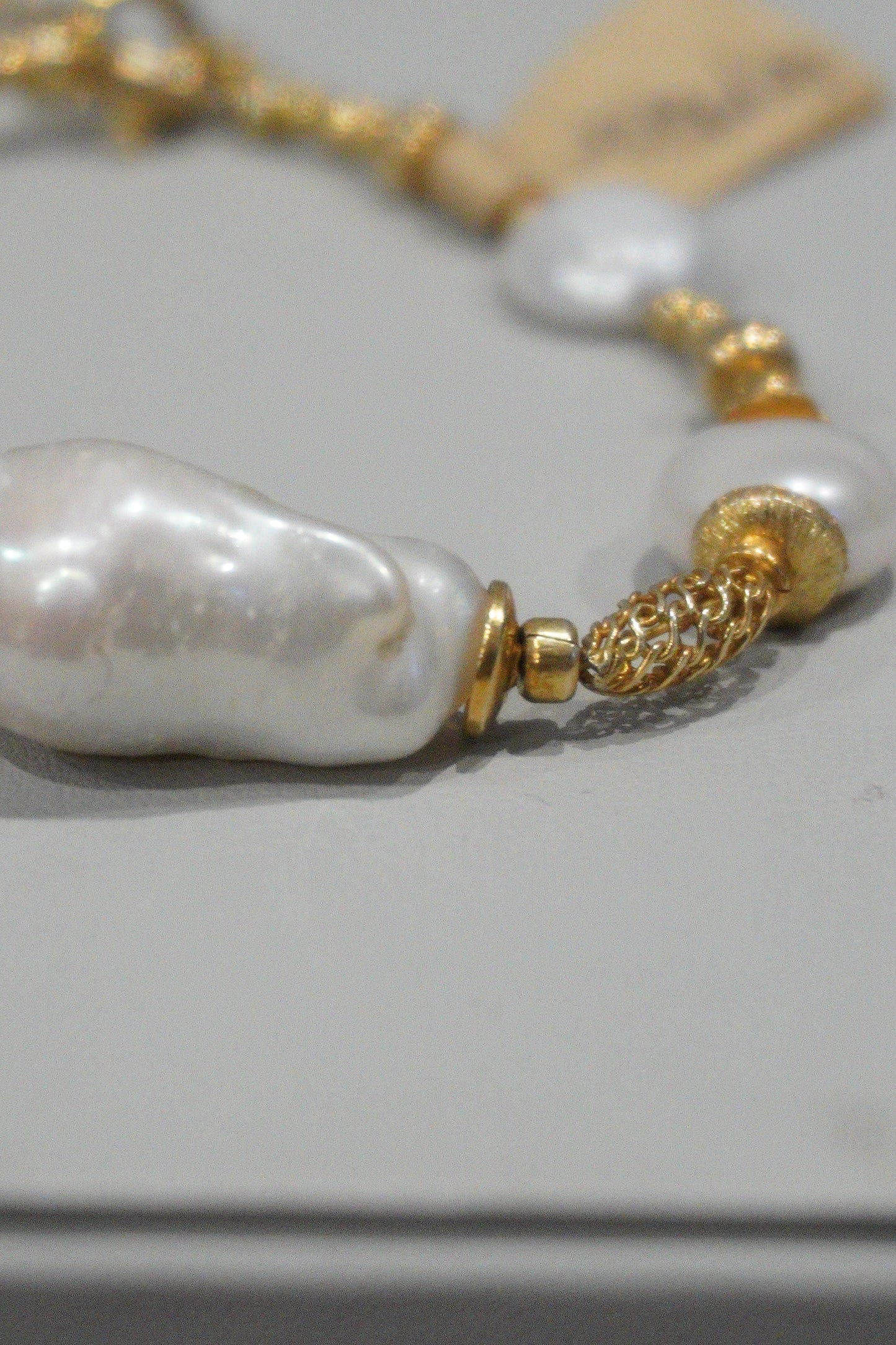 Bransoletka perła hodowlana, srebro pozłacane