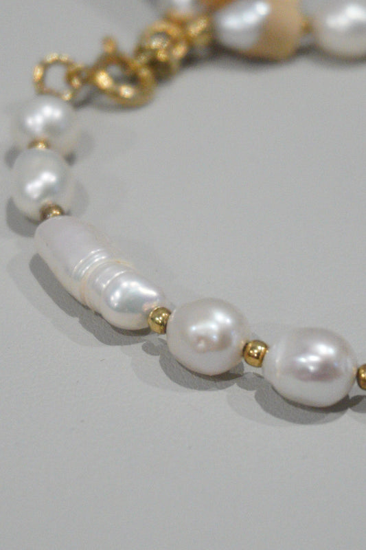 Bransoletka z pereł hodowlanych, srebro pozłacane