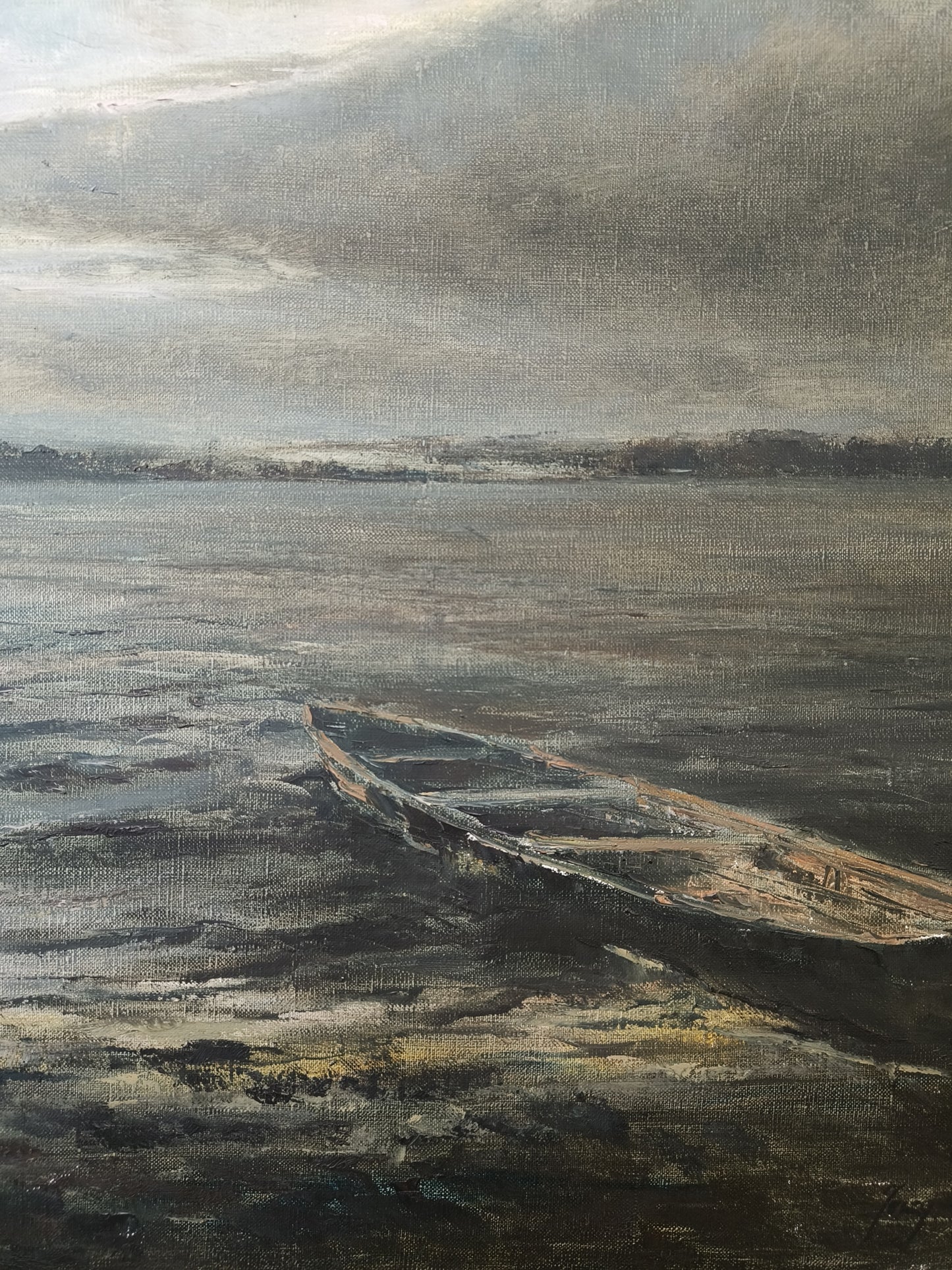 Obraz J. Zgorzałek "Jezioro przed burzą" 1988 r.