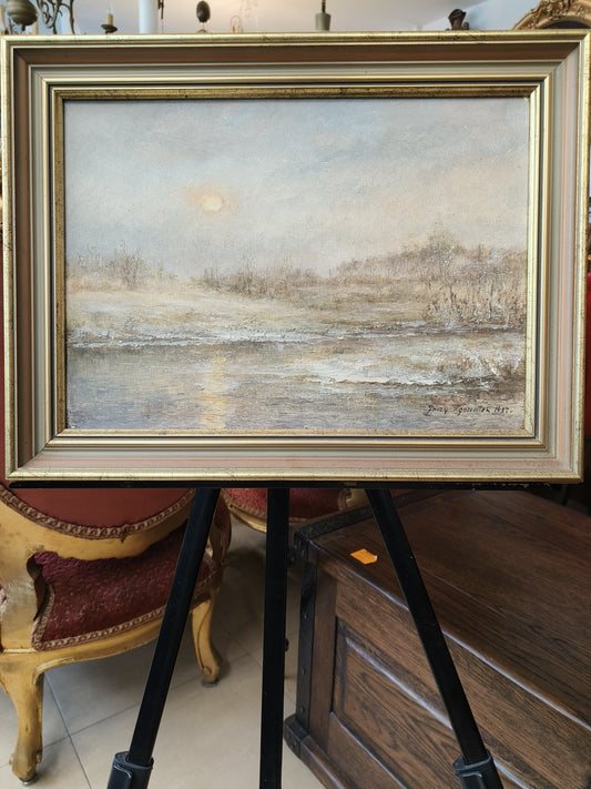Obraz J. Zgorzałek "Zimowy poranek nad rzeką" 1987 r.