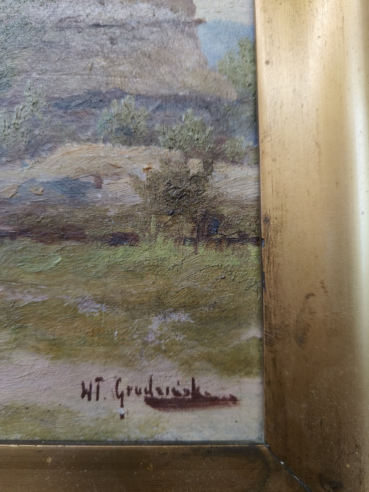 Obraz W. Grudziśnki (1875-1942) "Wiejski pejzaż"
