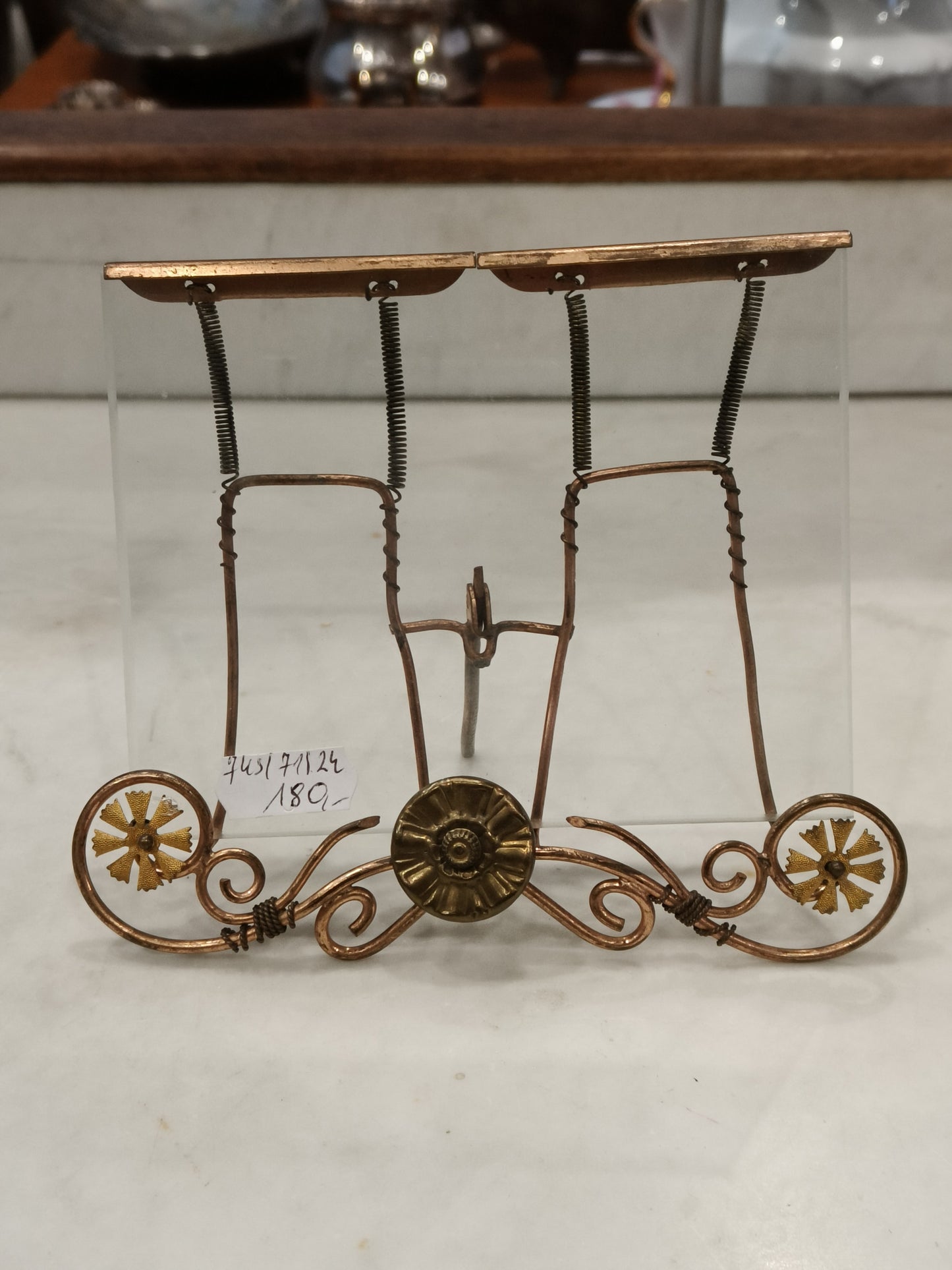 Art Nouveau frame, brass, glass