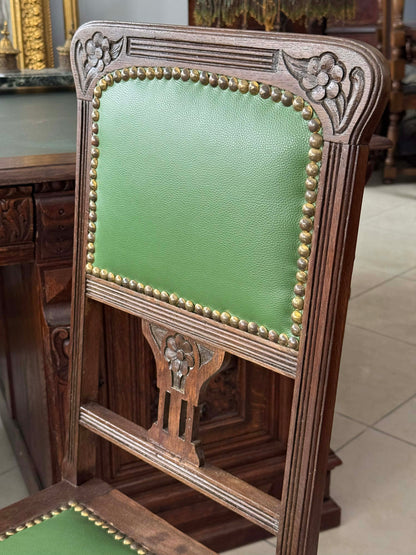 Krzesło secesja, po renowacji, skóra naturalna, XIX w