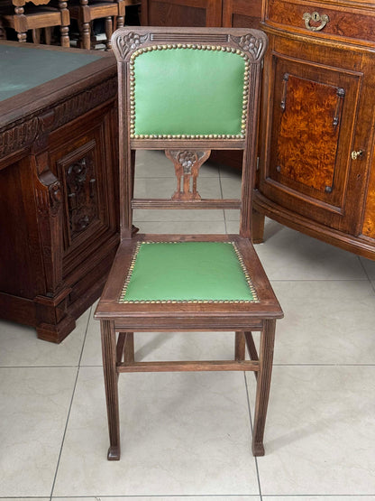 Krzesło secesja, po renowacji, skóra naturalna, XIX w