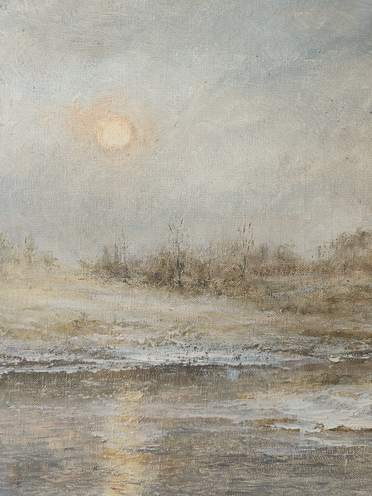 Obraz J. Zgorzałek "Zimowy poranek nad rzeką" 1987 r.